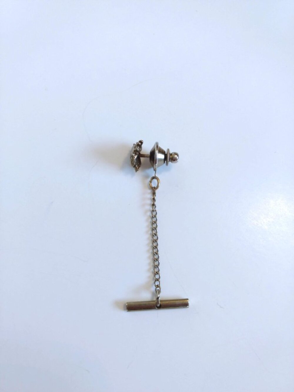 Vintage Beetle Tie Tack Pin Scarab Tick Silver Tone Mens Jewelry Insect - Picture 3 of 9